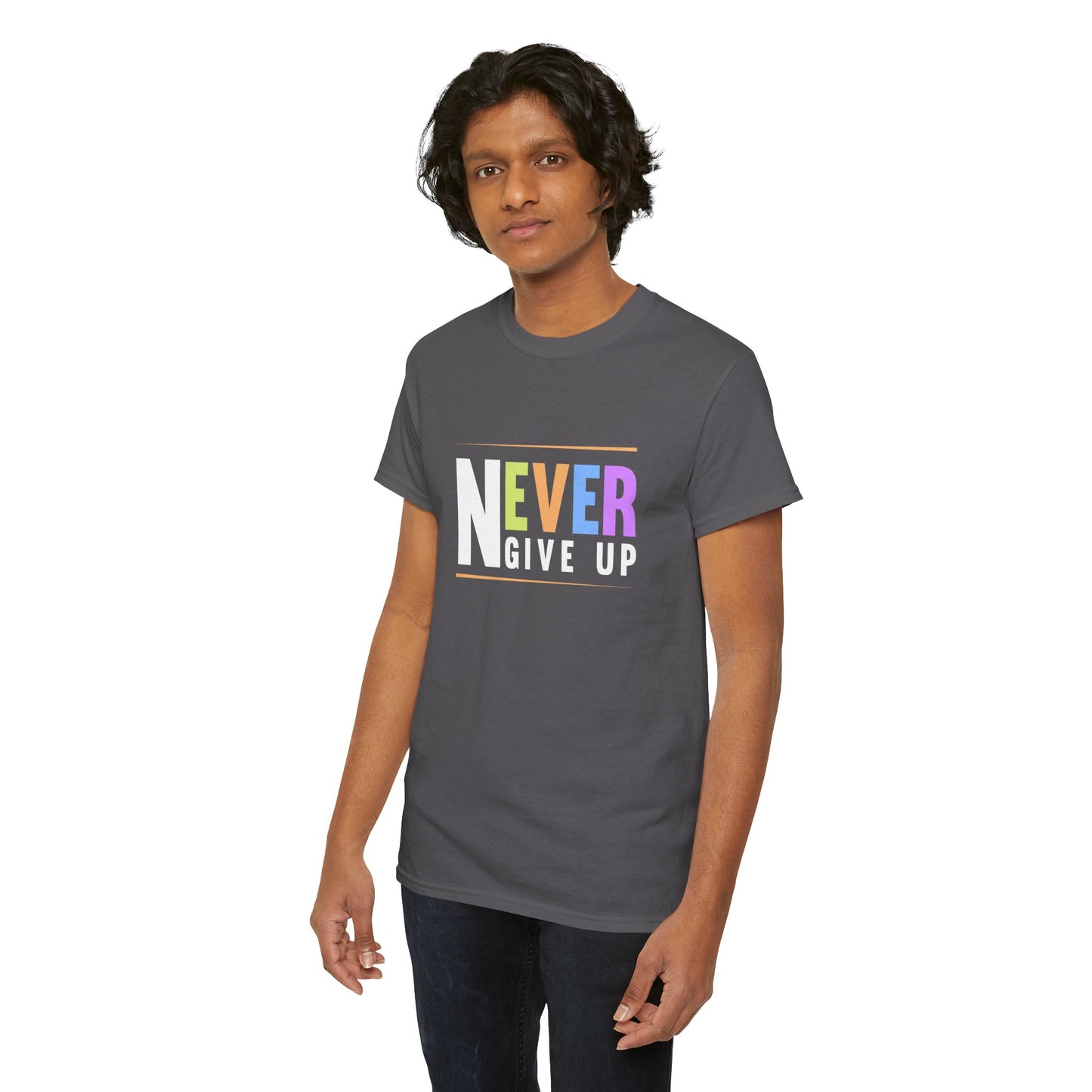 Never Give up Unisex Heavy Cotton Tee