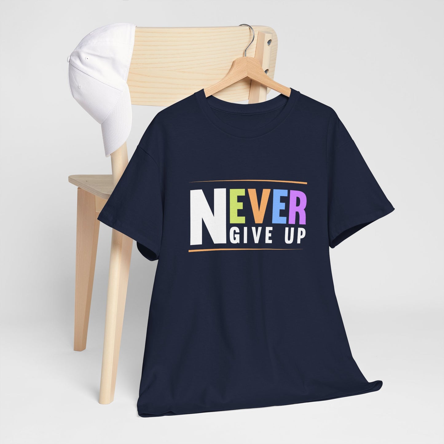 Never Give up Unisex Heavy Cotton Tee