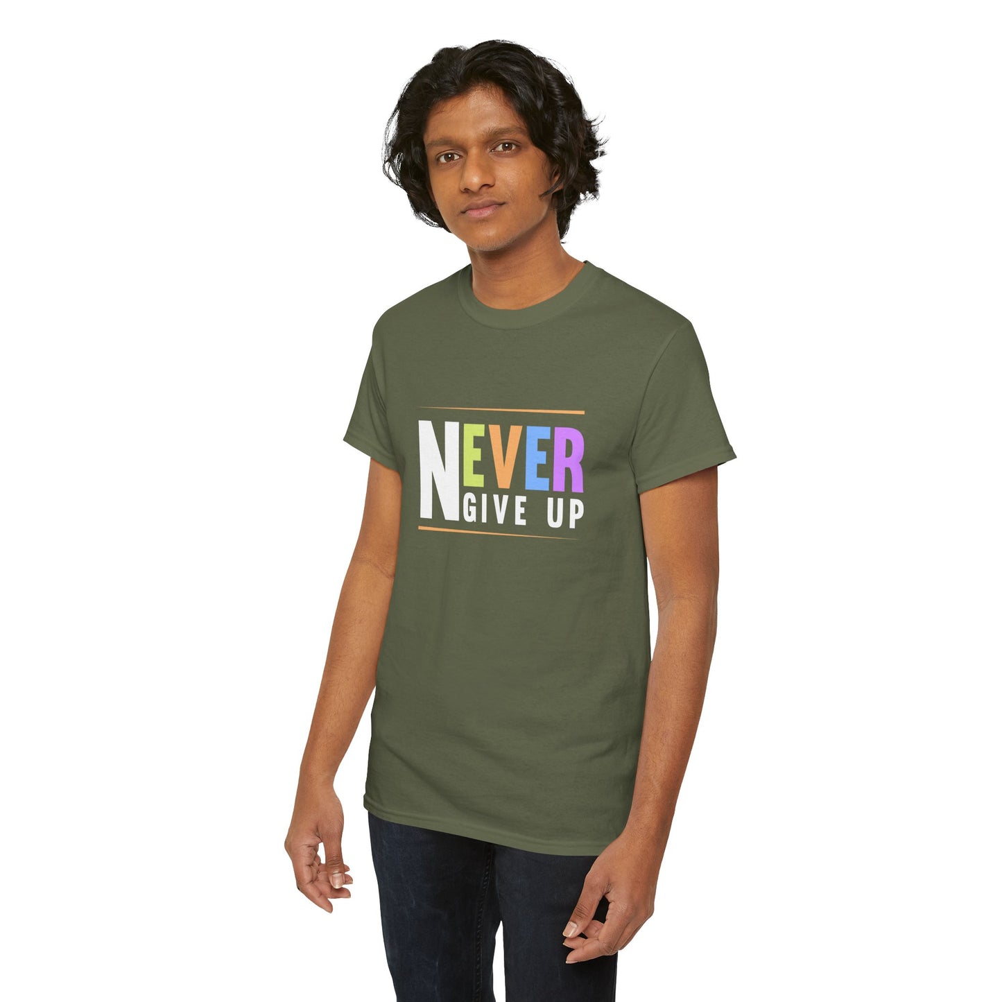 Never Give up Unisex Heavy Cotton Tee