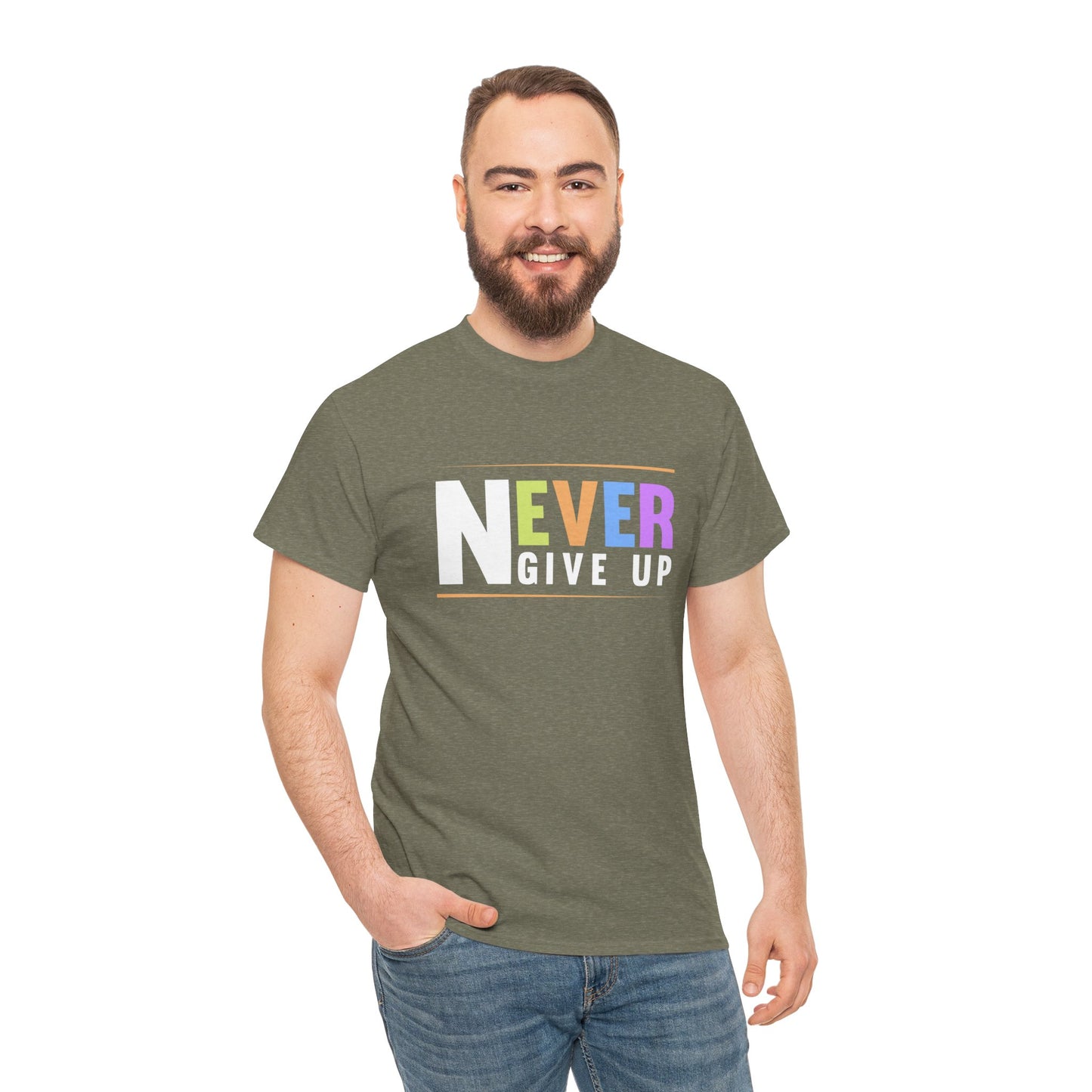 Never Give up Unisex Heavy Cotton Tee