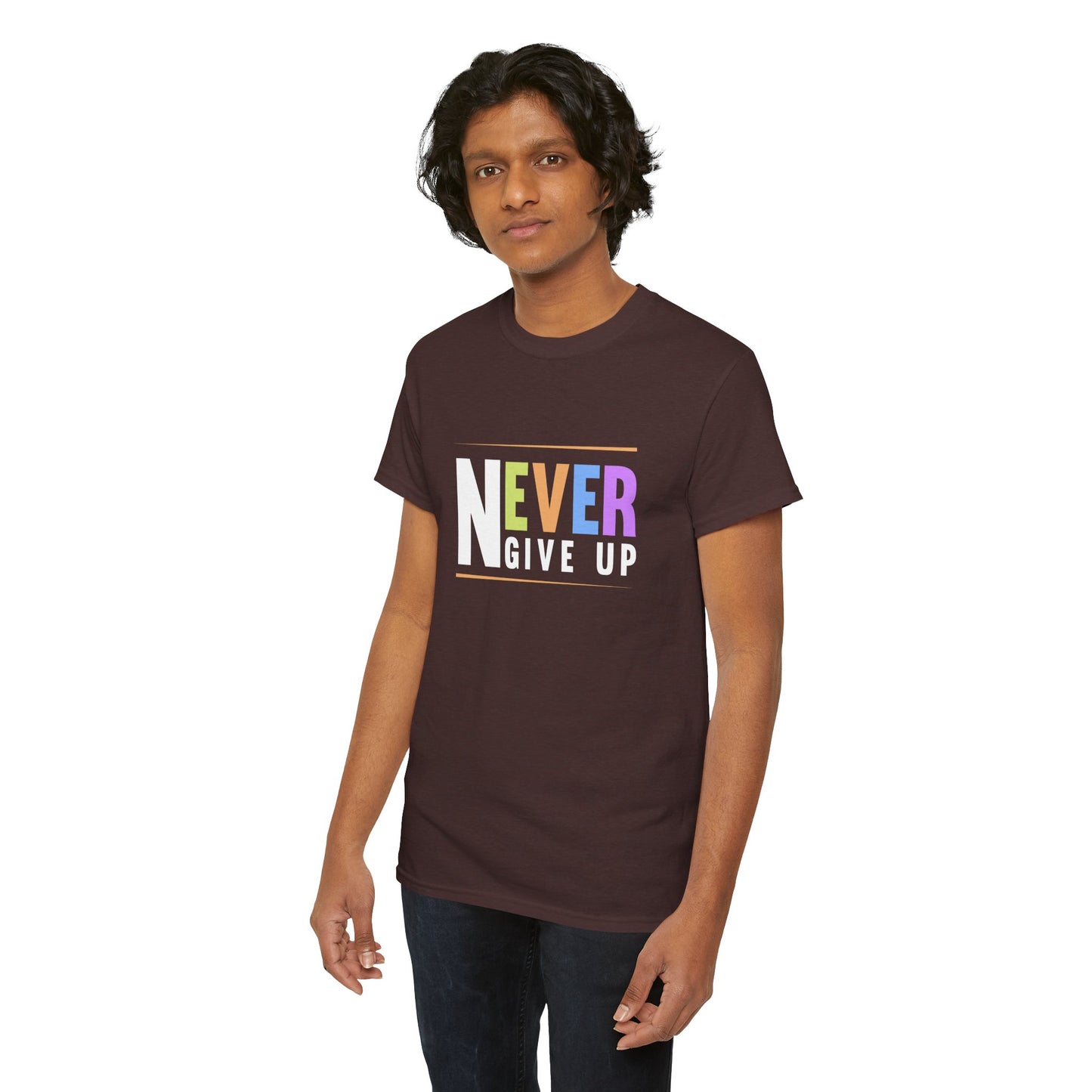 Never Give up Unisex Heavy Cotton Tee