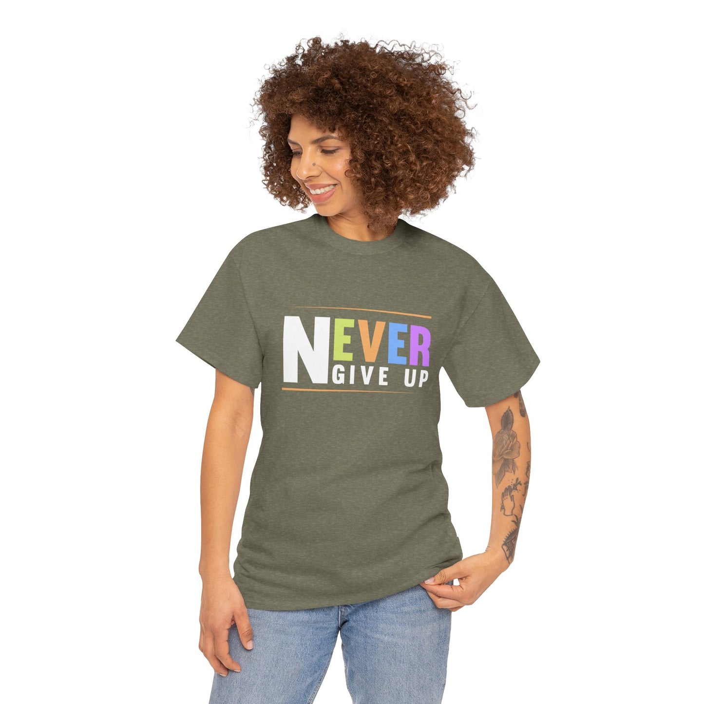 Never Give up Unisex Heavy Cotton Tee