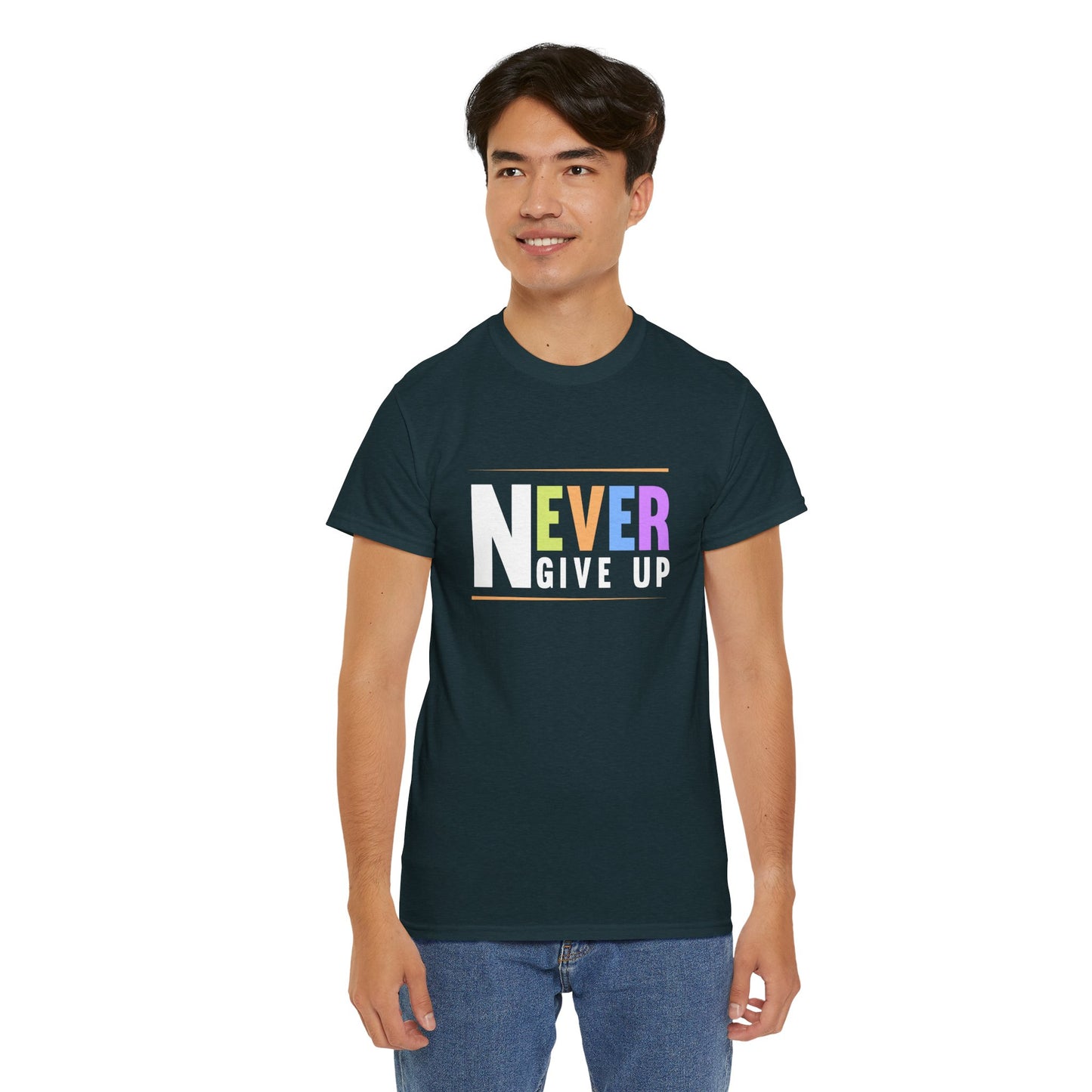 Never Give up Unisex Heavy Cotton Tee