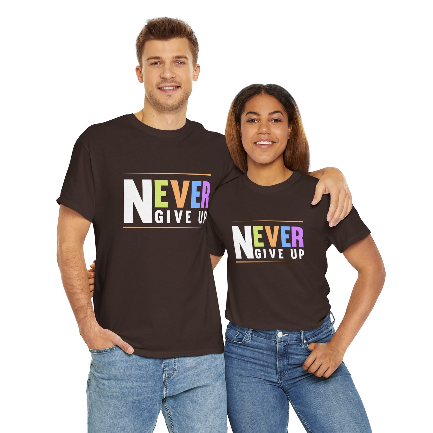 Never Give up Unisex Heavy Cotton Tee