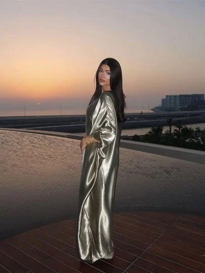 Luxury Satin Batwing Abaya 2024 - Kaftan Dress Dubai Style.