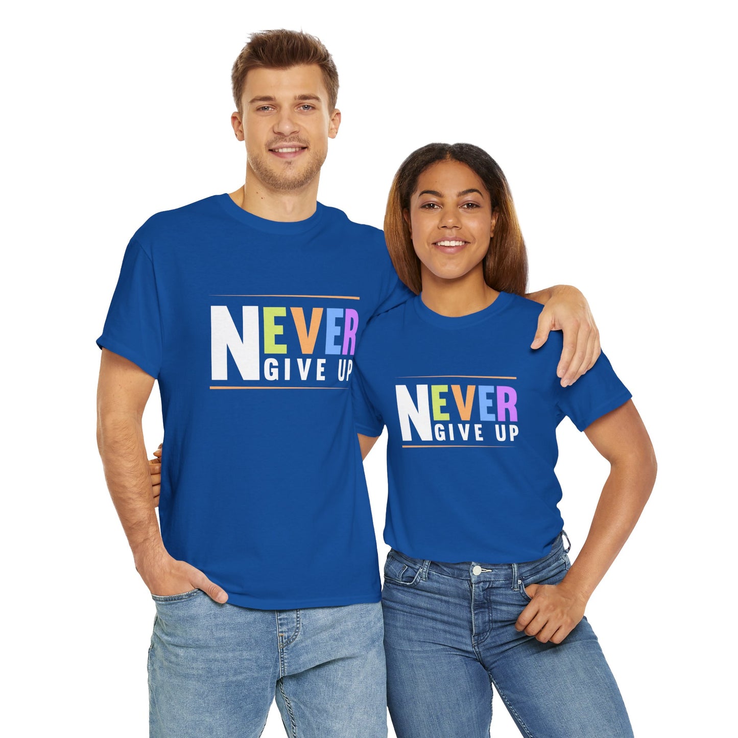 Never Give up Unisex Heavy Cotton Tee