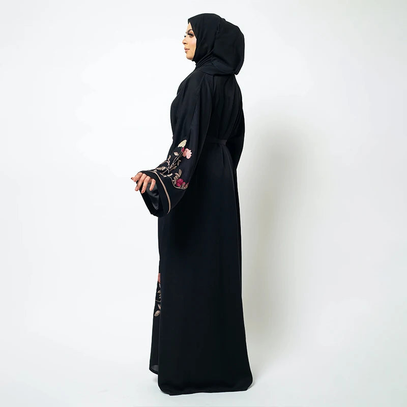 Gorgeous Black Floral Bouquet Turkey Abaya 