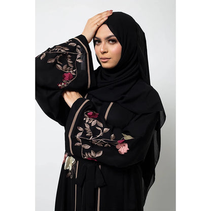 Gorgeous Black Floral Bouquet Turkey Abaya 