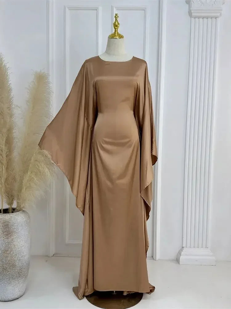 Shiny Satin Batwing Abaya - Luxury Kaftan Dress 