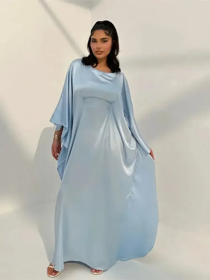 Shiny Satin Batwing Abaya - Luxury Kaftan Dress 