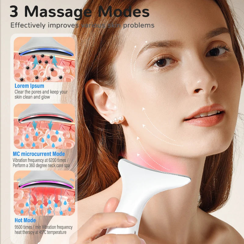 Neck Face Beauty Device LED Photon Therapy Skin Tighten Reduce Double Chin anti Wrinkle Neck Lifting Massager Skin Care Tools