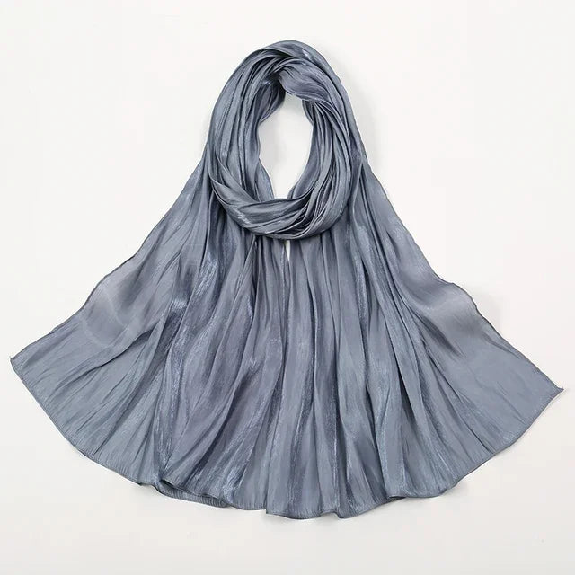 Shimmer Silk Satin Hijab: Luxury Medine silk, shiny scarf 