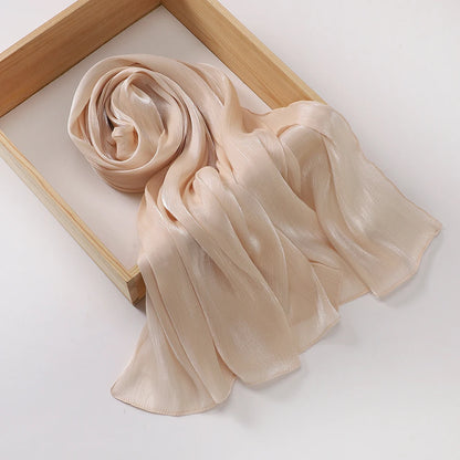 Shimmer Pleated Chiffon Shawl: Lightweight, flowy, glitter hijab scarf.