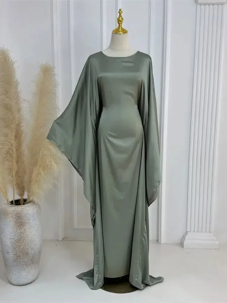 Shiny Satin Batwing Abaya - Luxury Kaftan Dress 