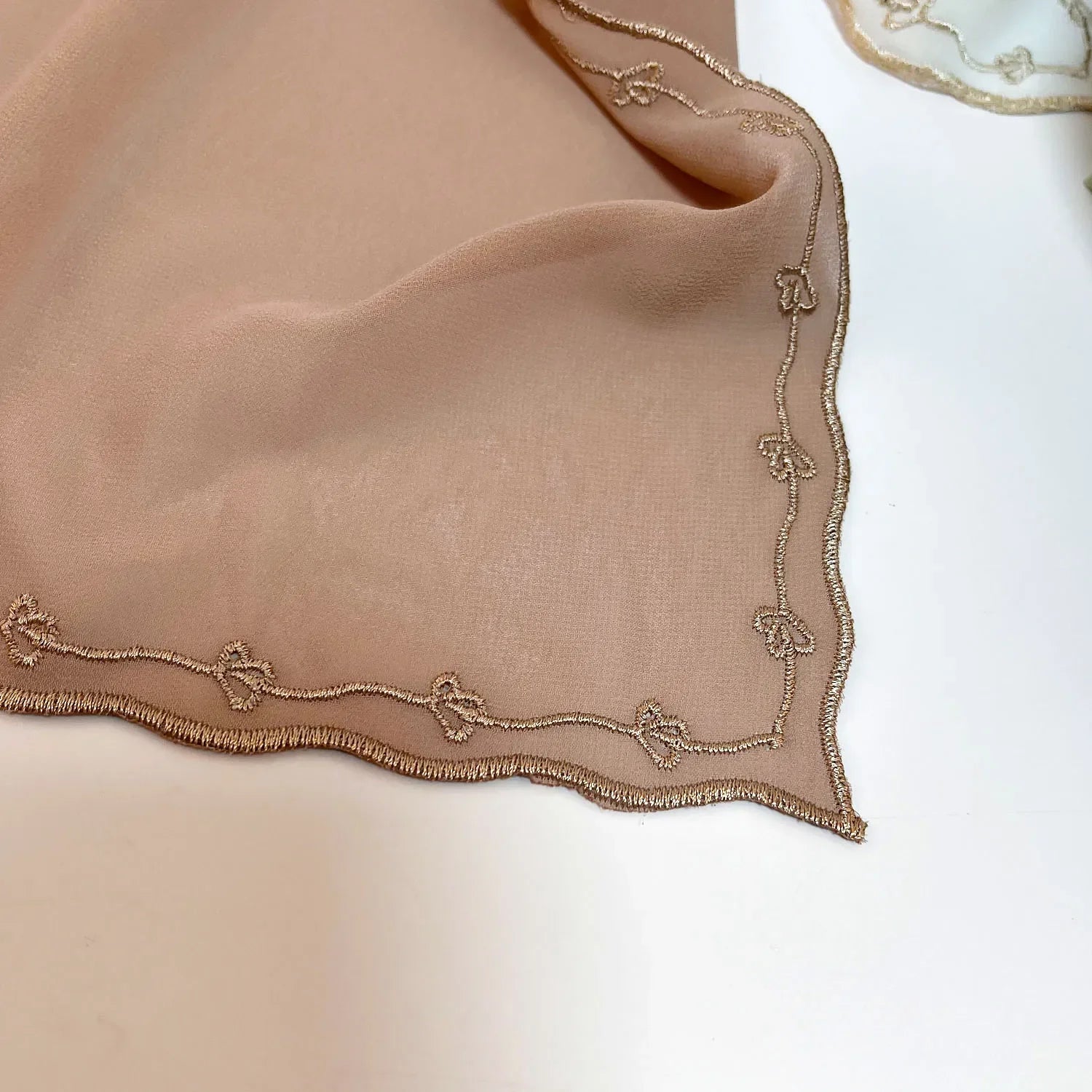 Embroidered Chiffon Hijab: Premium chiffon with elegant edges.