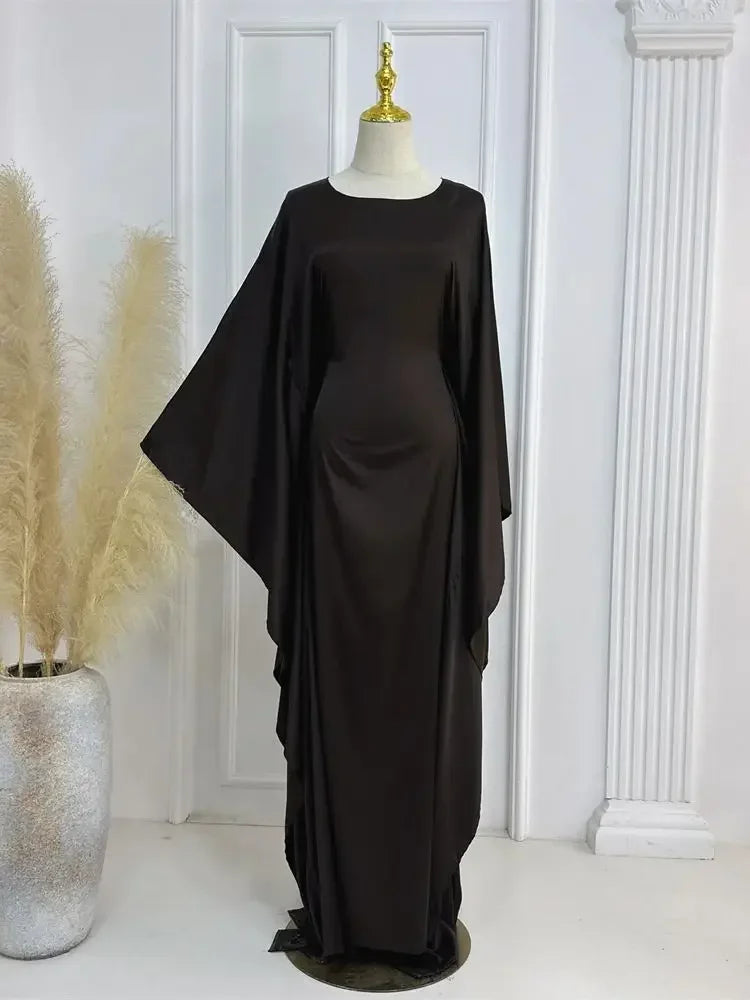 Shiny Satin Batwing Abaya - Luxury Kaftan Dress 