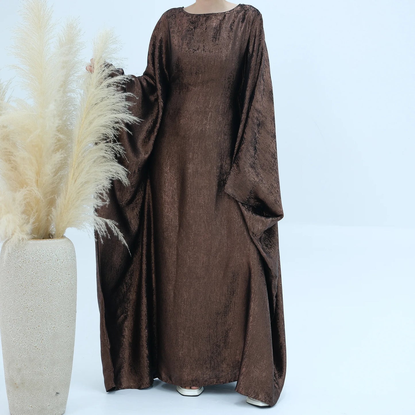 Luxury Shiny Satin Batwing Abaya