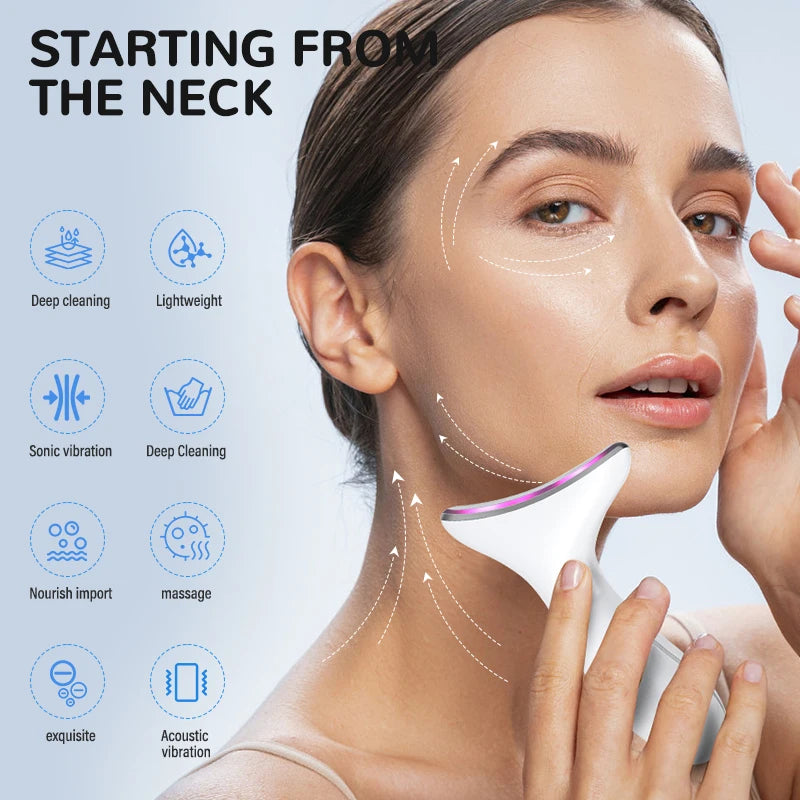 Neck Face Beauty Device LED Photon Therapy Skin Tighten Reduce Double Chin anti Wrinkle Neck Lifting Massager Skin Care Tools