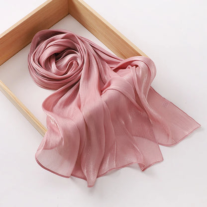 Shimmer Pleated Chiffon Shawl: Lightweight, flowy, glitter hijab scarf.