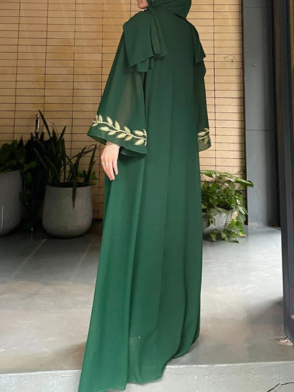 Embroidery Dress with Scarf 2 Piece Set Dubai Arab Long Robe Morocco Abayas Kaftan Headscarf Gorgeous