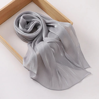 Shimmer Pleated Chiffon Shawl: Lightweight, flowy, glitter hijab scarf.