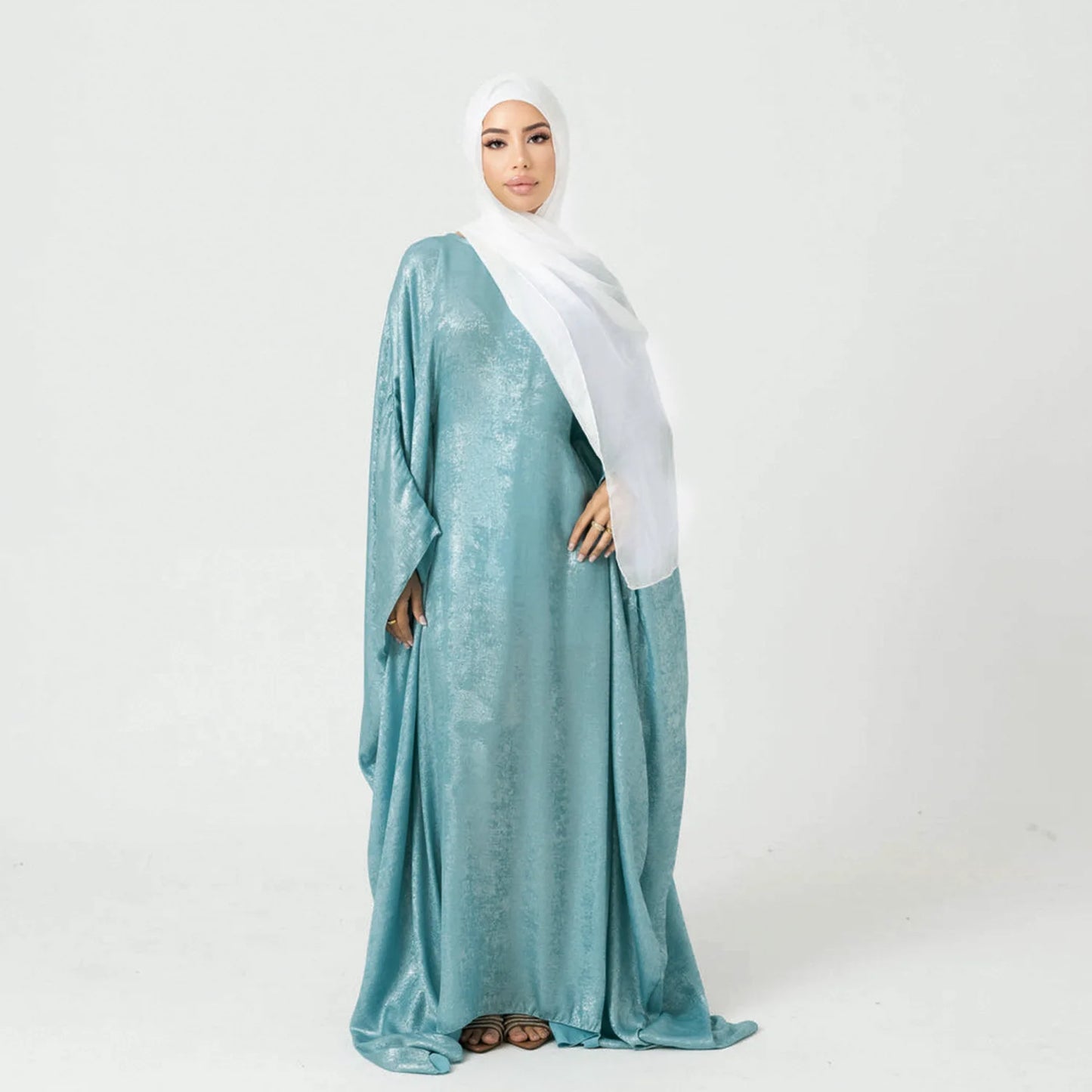 Luxury Shiny Satin Batwing Abaya