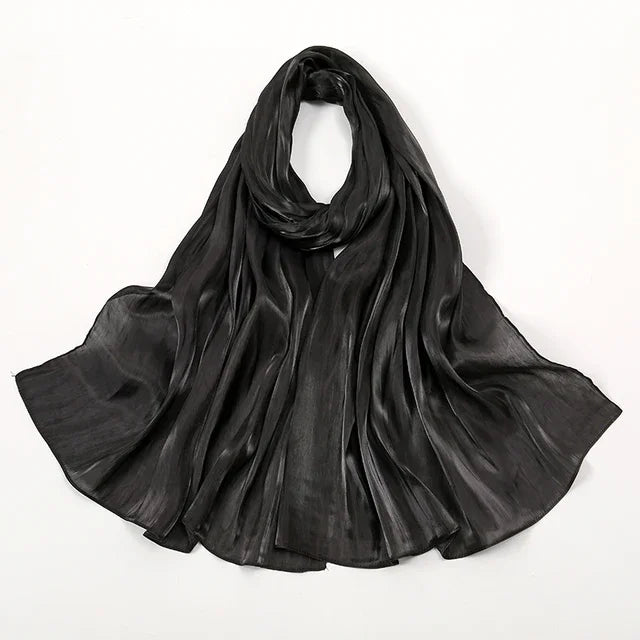 Shimmer Silk Satin Hijab: Luxury Medine silk, shiny scarf 