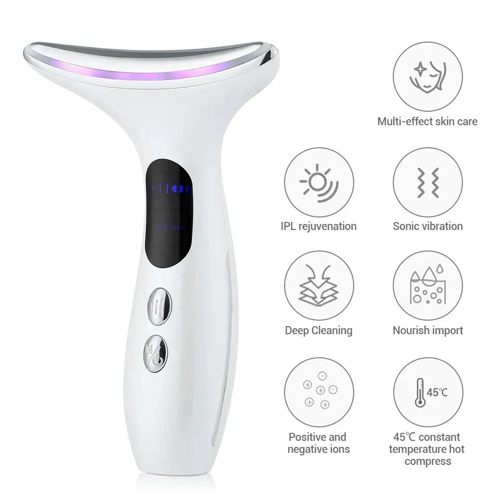  Portable 4-in-1 LED Neck and Face Massager for Skin Care.