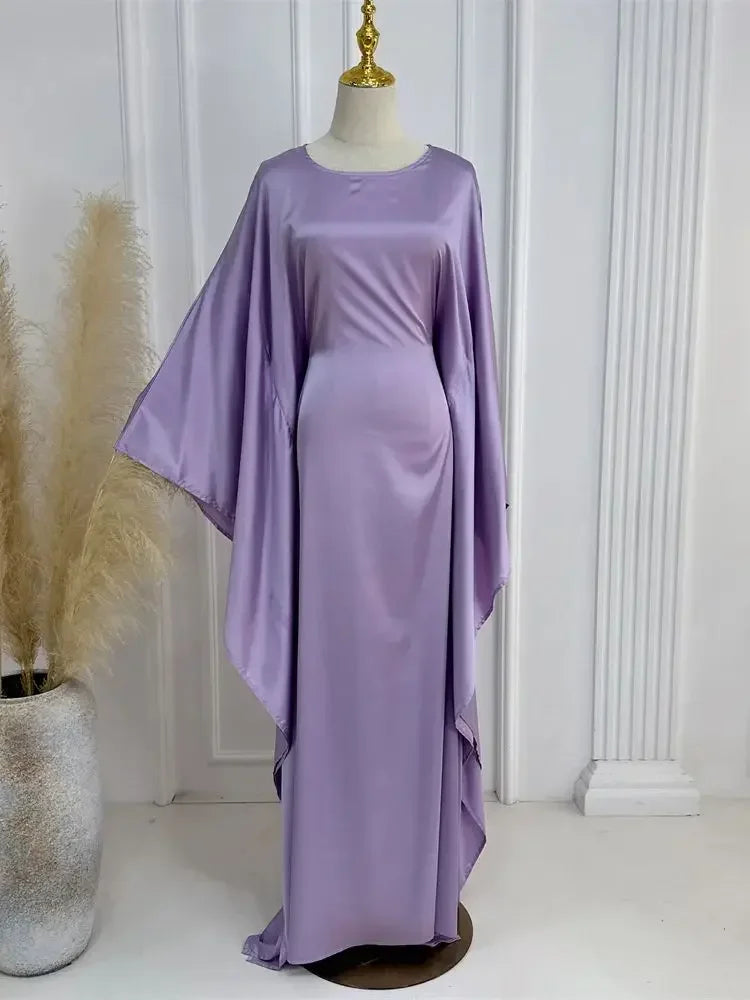 Shiny Satin Batwing Abaya - Luxury Kaftan Dress 