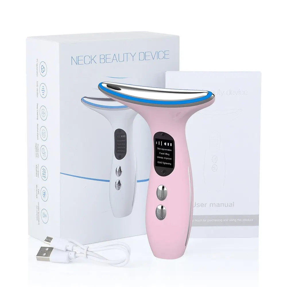  Portable 4-in-1 LED Neck and Face Massager for Skin Care.