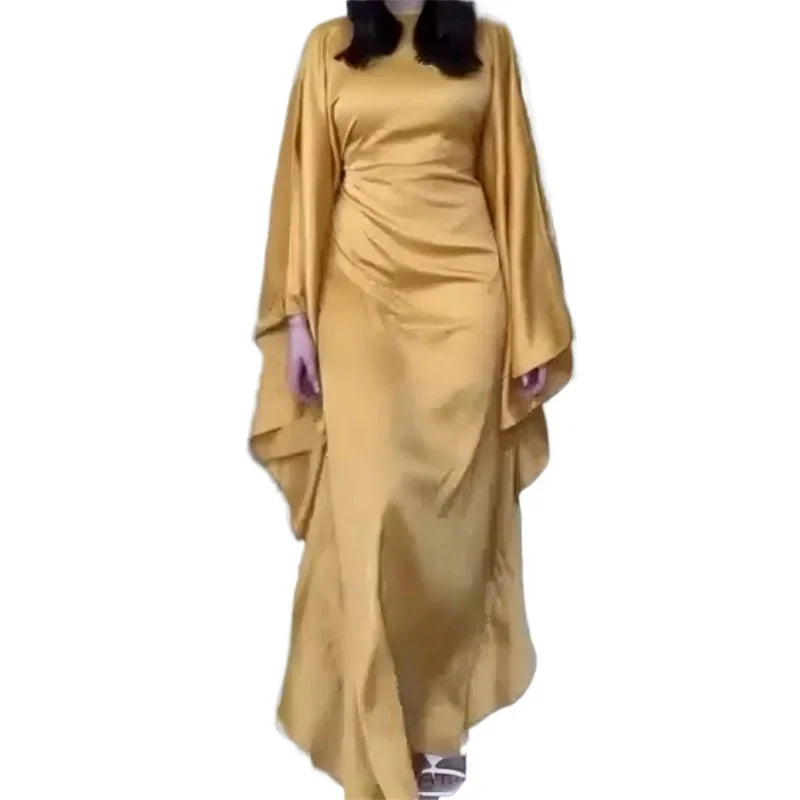 Shiny Satin Batwing Abaya - Luxury Kaftan Dress 