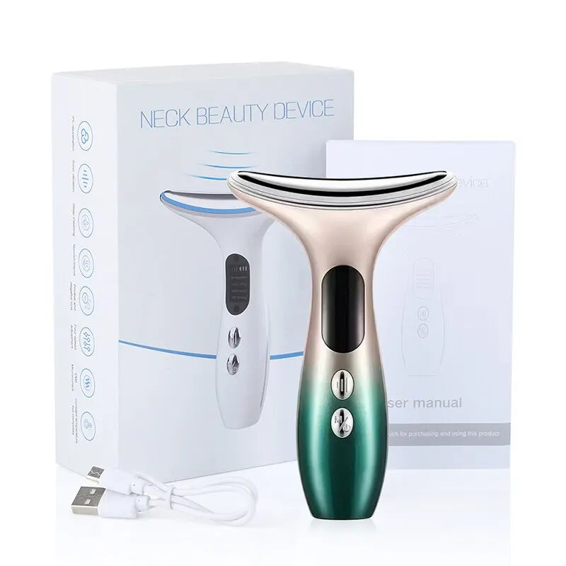  Portable 4-in-1 LED Neck and Face Massager for Skin Care.