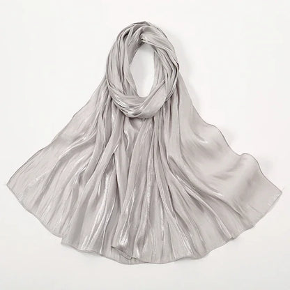 Shimmer Silk Satin Hijab: Luxury Medine silk, shiny scarf 