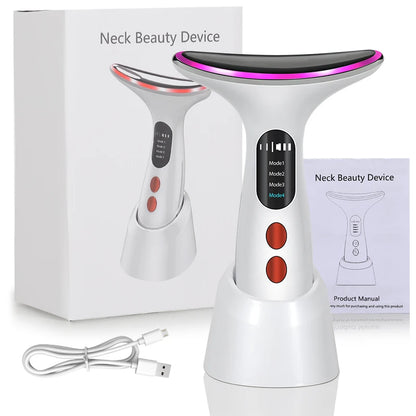 Neck Face Beauty Device LED Photon Therapy Skin Tighten Reduce Double Chin anti Wrinkle Neck Lifting Massager Skin Care Tools