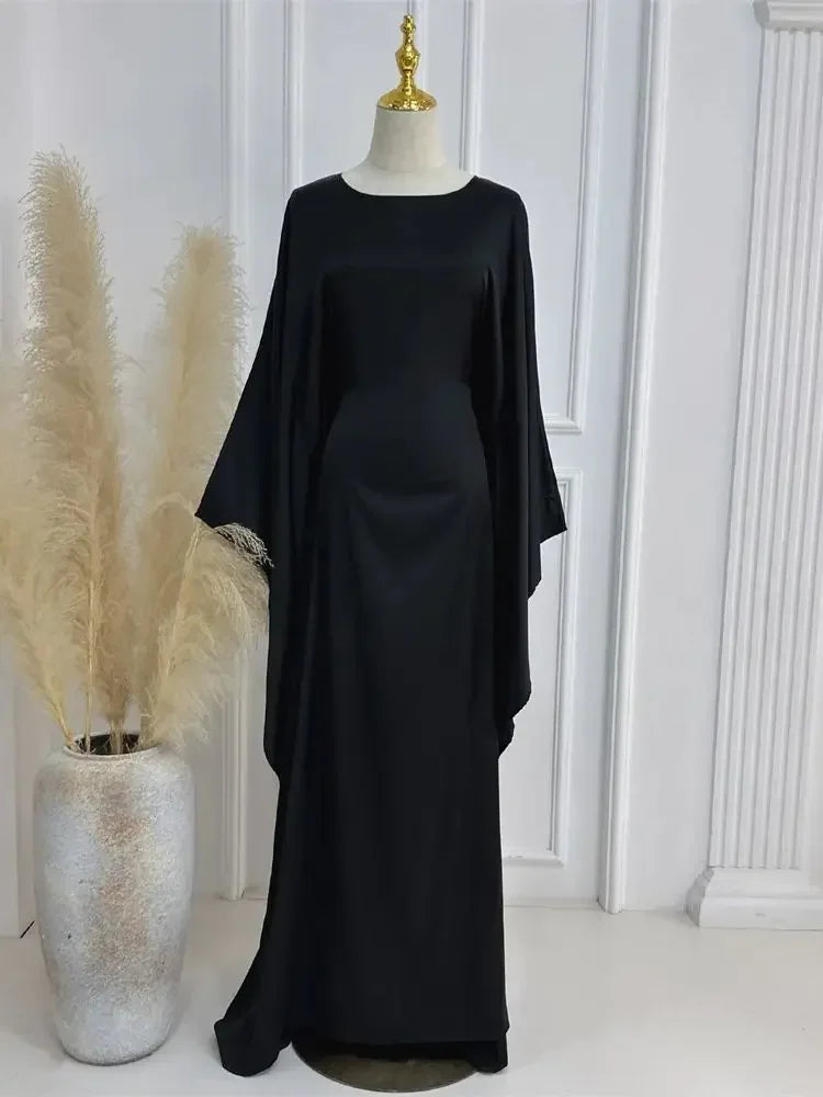 Shiny Satin Batwing Abaya - Luxury Kaftan Dress 