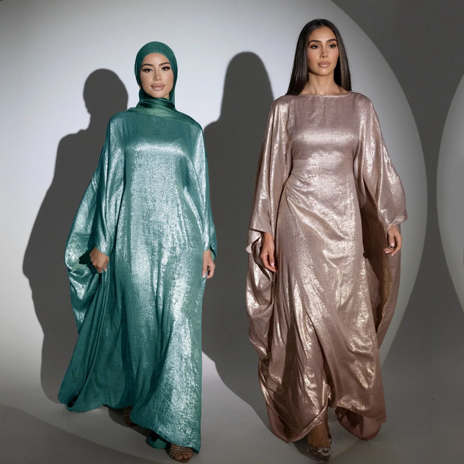 Luxury Shiny Satin Batwing Abaya