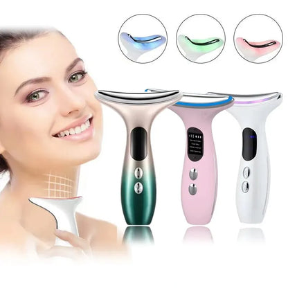  Portable 4-in-1 LED Neck and Face Massager for Skin Care.