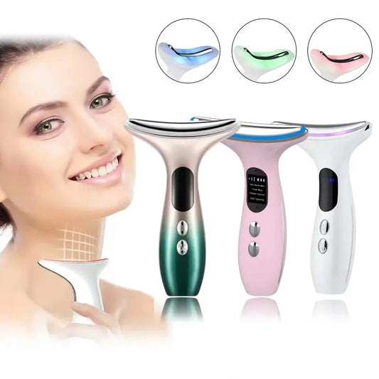  Portable 4-in-1 LED Neck and Face Massager for Skin Care.