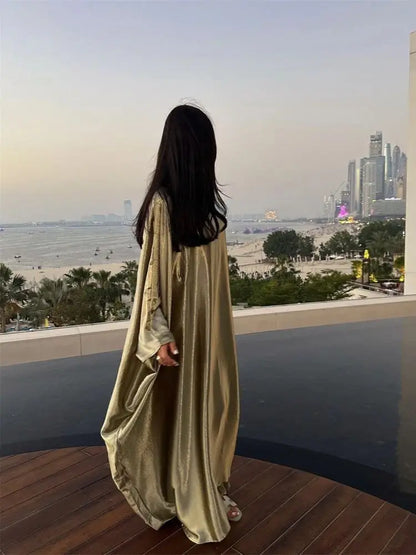 Luxury Satin Batwing Abaya 2024 - Kaftan Dress Dubai Style.