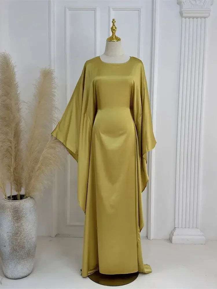 Shiny Satin Batwing Abaya - Luxury Kaftan Dress 