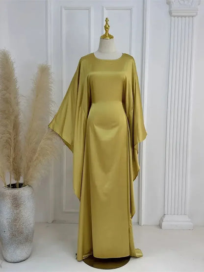 Shiny Satin Batwing Abaya - Luxury Kaftan Dress 