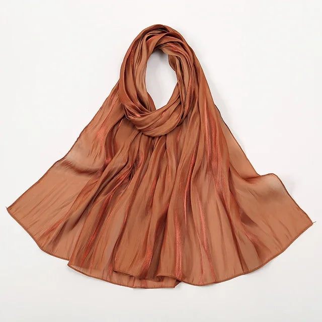 Shimmer Silk Satin Hijab: Luxury Medine silk, shiny scarf 