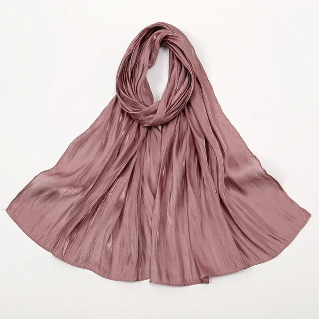 Shimmer Silk Satin Hijab: Luxury Medine silk, shiny scarf 