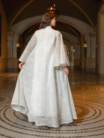 Moroccan Party Abaya: Sequined mesh kaftan, elegant long robe