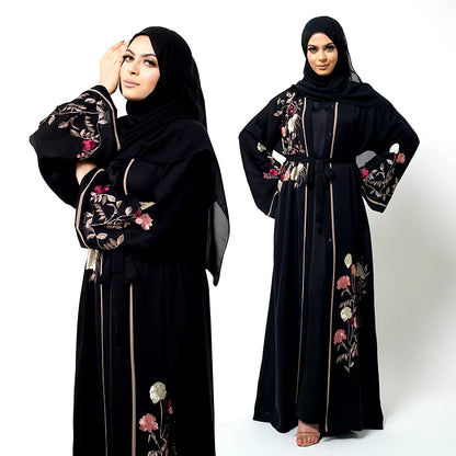 Gorgeous Black Floral Bouquet Turkey Abaya 