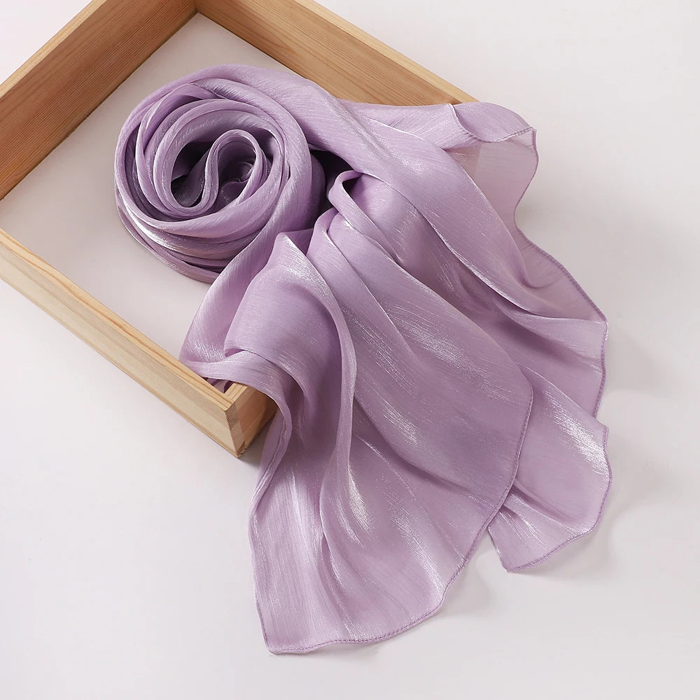 Shimmer Pleated Chiffon Shawl: Lightweight, flowy, glitter hijab scarf.